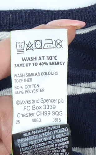 Marks and Spencer Women's Navy Striped Top, Size 14