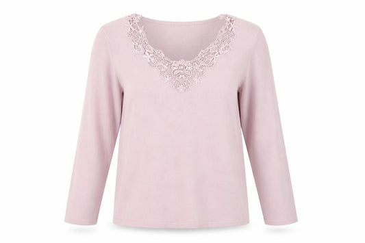 Front view of Bhs Women's Pink jumper, size 14, V-Neck, 3/4 Sleeve