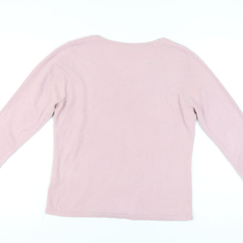 Bhs Women's Pink Pullover Jumper Size 14, V-Neck, 3/4 Sleeve