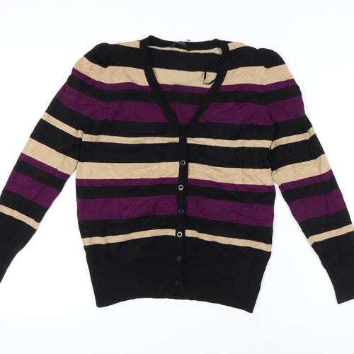 BHS Women’s Black Striped Cardigan Size 14