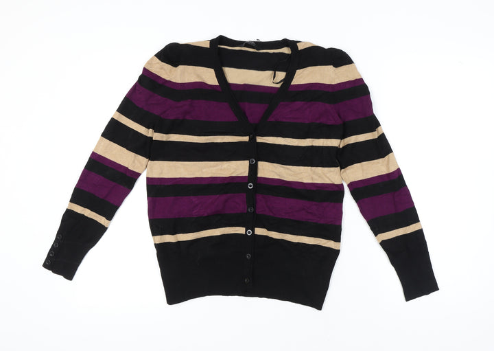 BHS Women’s Black Striped Cardigan Size 14