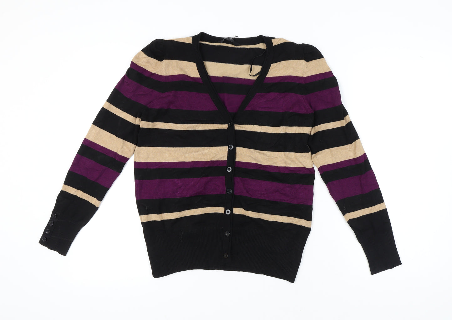 BHS Women’s Black Striped Cardigan Size 14