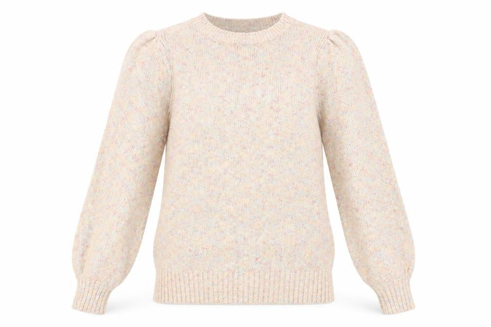 Front view of AND/OR Women's Beige Knit jumper, size 8