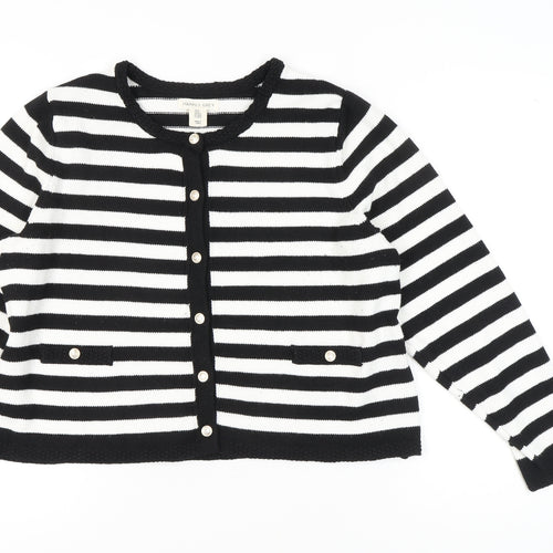 Happily Grey Women's Black Striped Cardigan Size 22/24