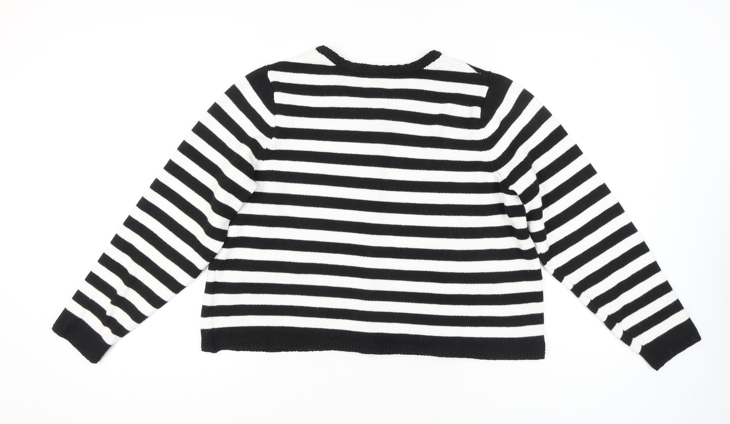 Happily Grey Women's Black Striped Cardigan Size 22/24