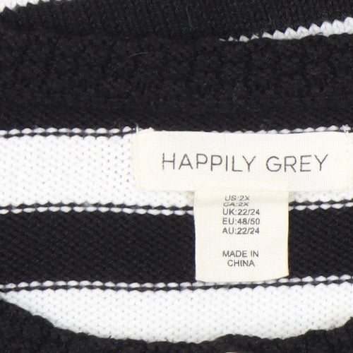 Happily Grey Women's Black Striped Cardigan Size 22/24