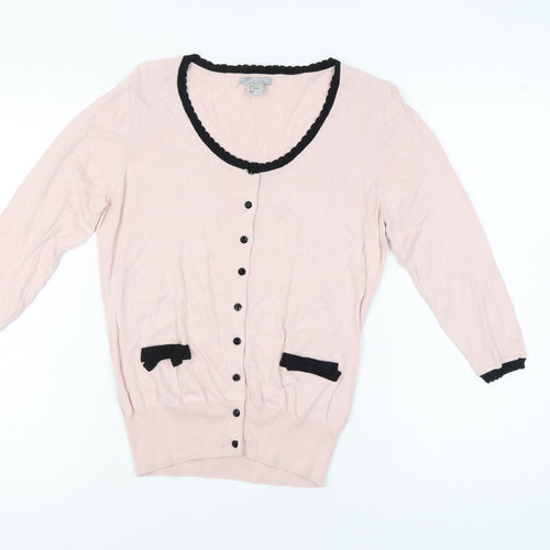 H&M Women's Pink Cardigan Size 12 Scoop Neck