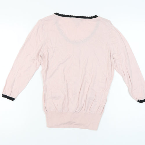 H&M Women's Pink Cardigan Size 12 Scoop Neck