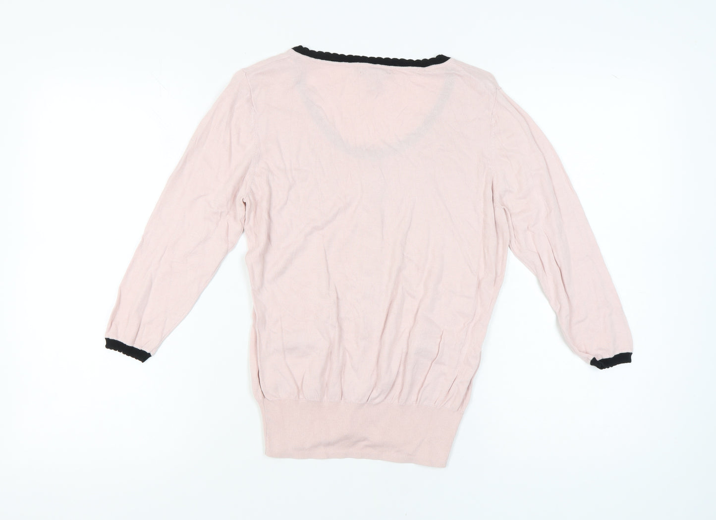 H&M Women's Pink Cardigan Size 12 Scoop Neck