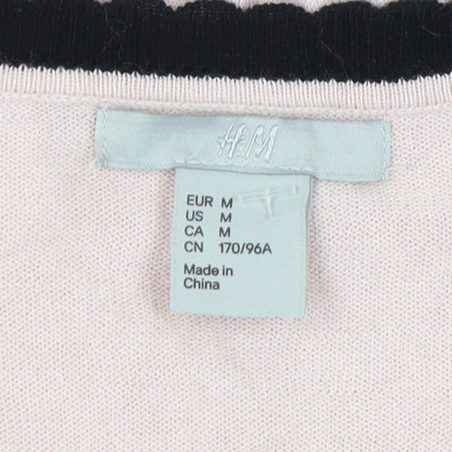 H&M Women's Pink Cardigan Size 12 Scoop Neck