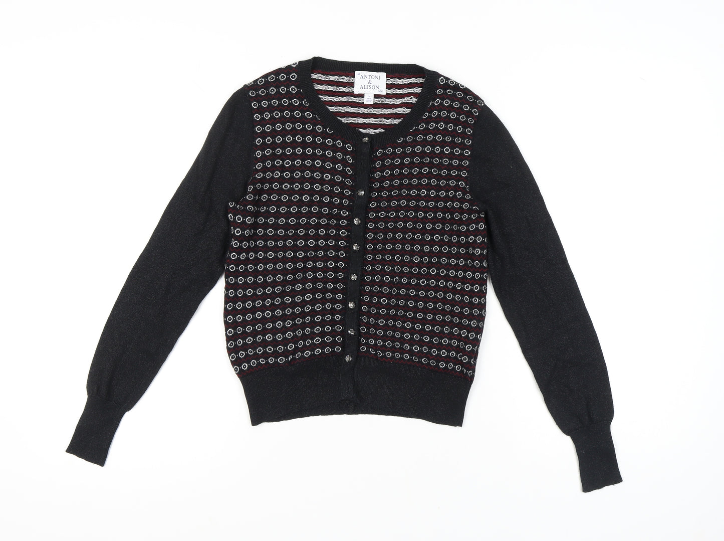 Antoni & Alison Women's Black Geometric Cardigan, Size S