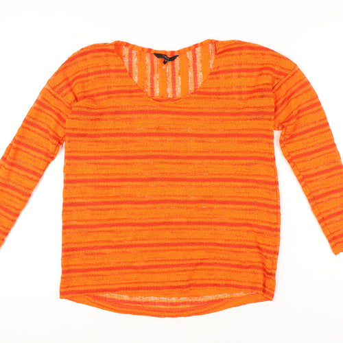 Next Women's Orange Striped Pullover Jumper, Size 10