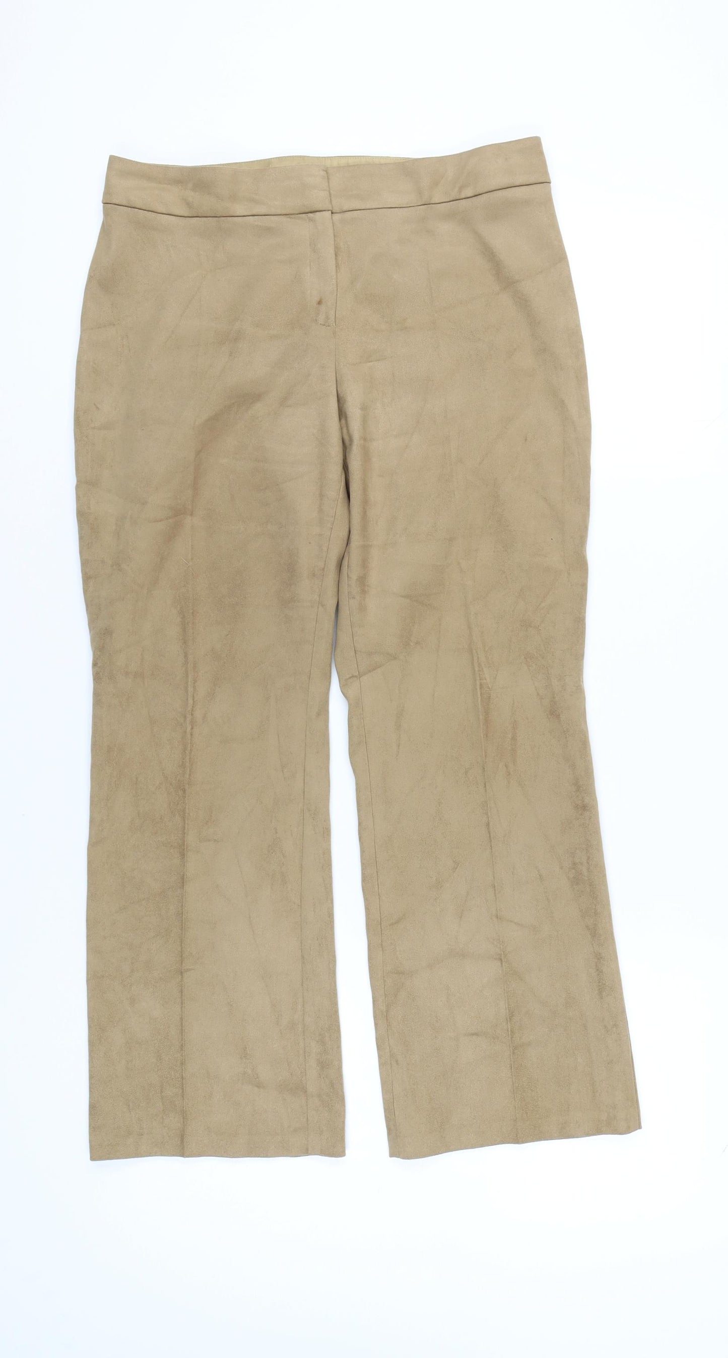 Marks and Spencer Women's Beige Straight Trousers Size 12
