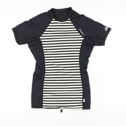 O'Neill Women's Black Striped T-Shirt Size 12