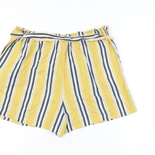 Papaya Women's Yellow Striped Paperbag Shorts Size 14