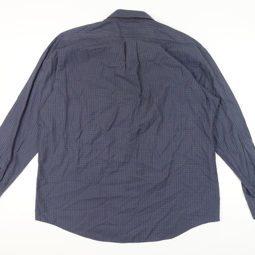 Nicole Miller Men's Blue Check Button-Up Shirt 17.5