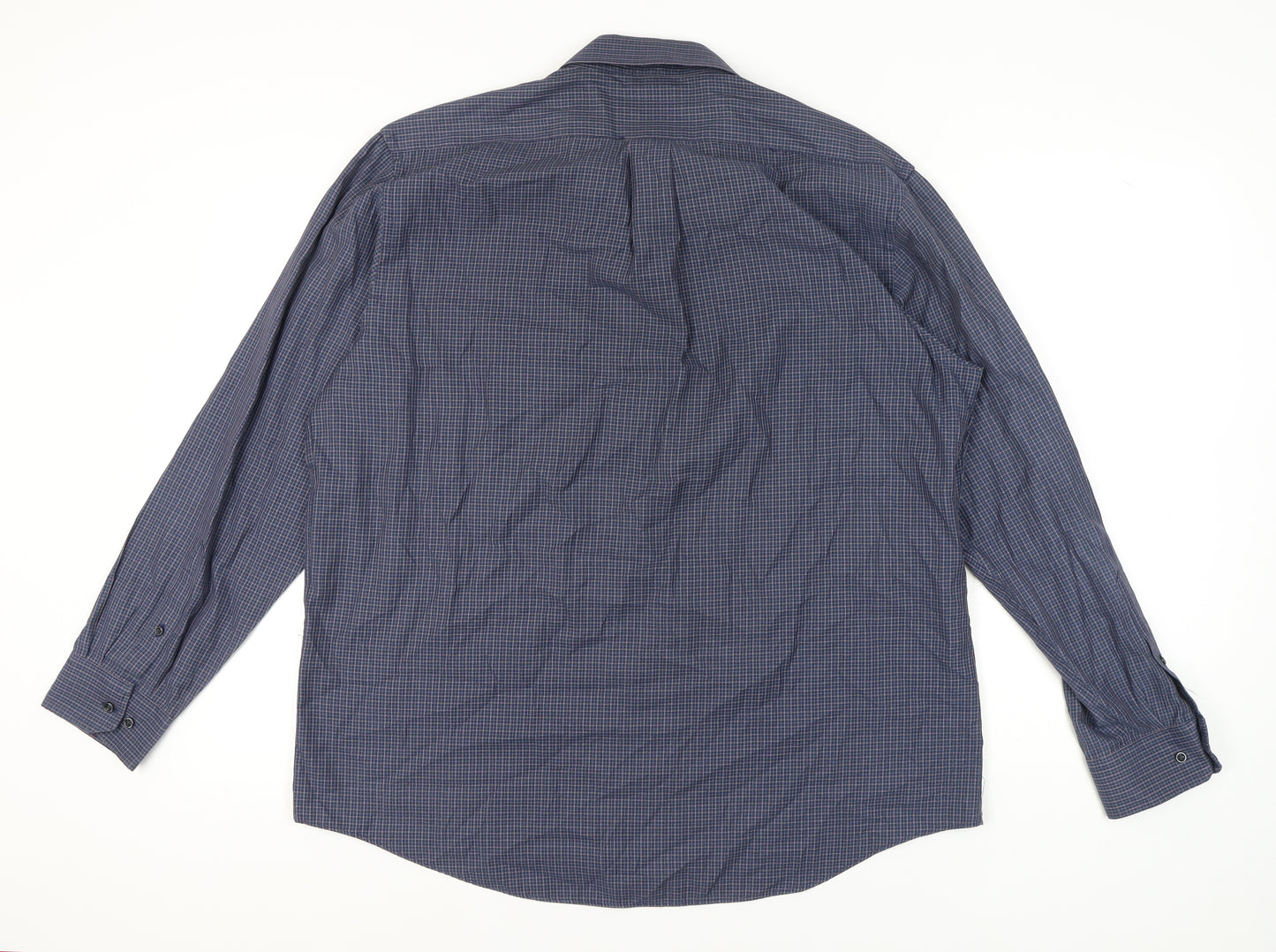 Nicole Miller Men's Blue Check Button-Up Shirt 17.5