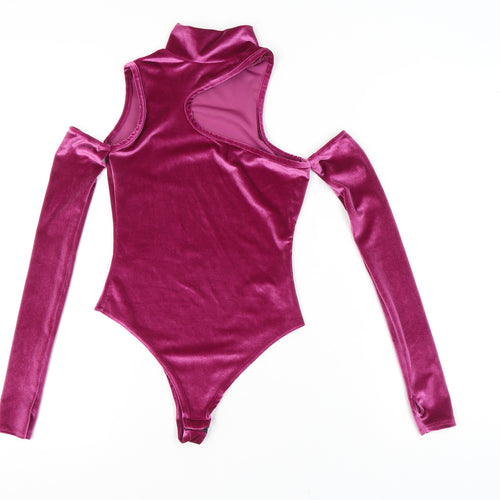 PrettyLittleThing Women's Pink Velvet Bodysuit Size 6