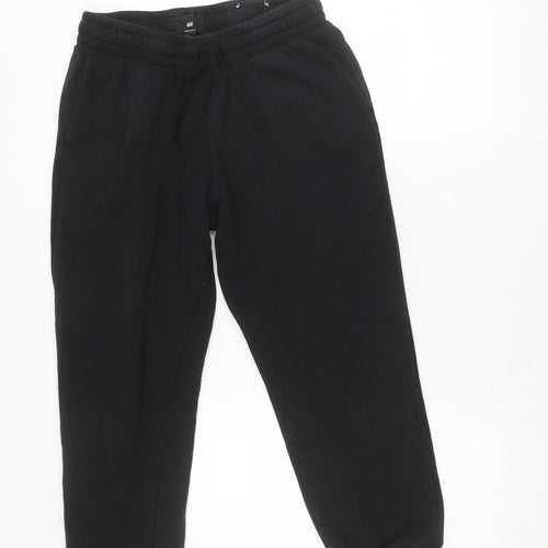 H&M Unisex Black Jogger Trousers - M, Fleece, Elastic Waist