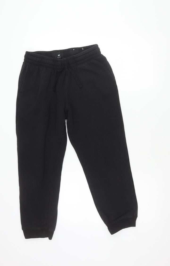 H&M Unisex Black Jogger Trousers - M, Fleece, Elastic Waist