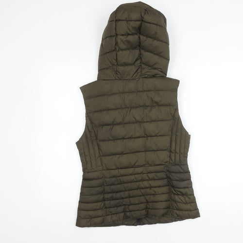 Zara Women's Green Puffer Jacket M Hooded