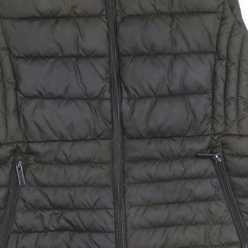 Zara Women's Green Puffer Jacket M Hooded