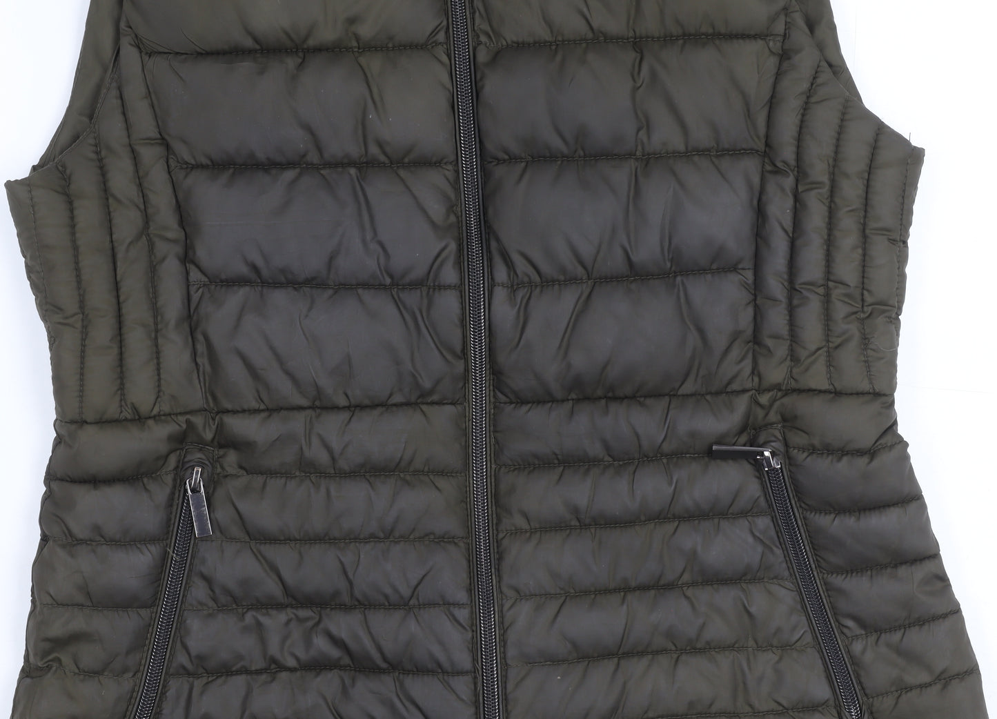 Zara Women's Green Puffer Jacket M Hooded