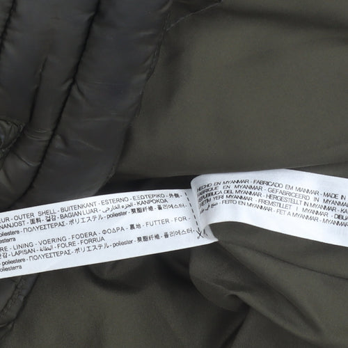 Zara Women's Green Puffer Jacket M Hooded