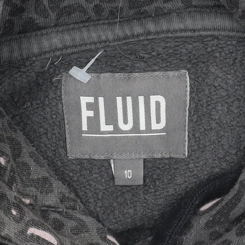 Fluid Women's Grey Animal Print Hoodie Size 10