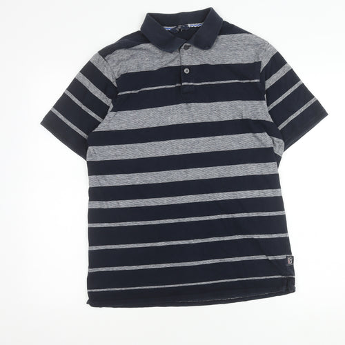 Marks and Spencer Men's Blue Striped Polo S