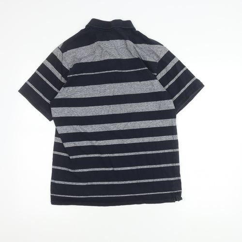 Marks and Spencer Men's Blue Striped Polo S