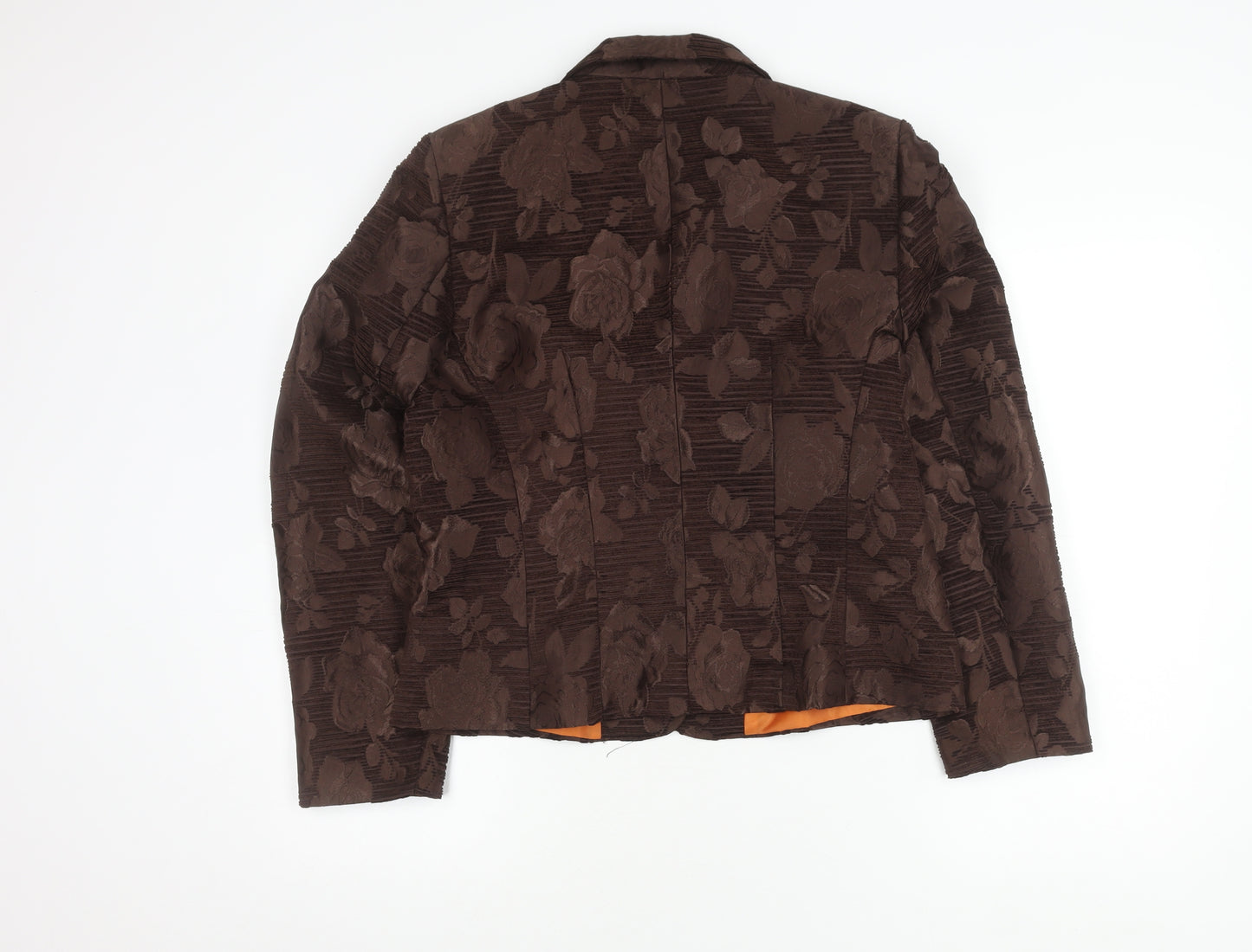 DIJON Women's Brown Floral Blazer Size 14 Featuring Notch Lapel