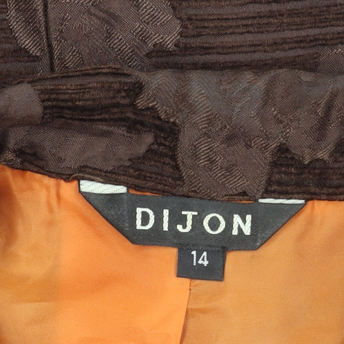 DIJON Women's Brown Floral Blazer Size 14 Featuring Notch Lapel