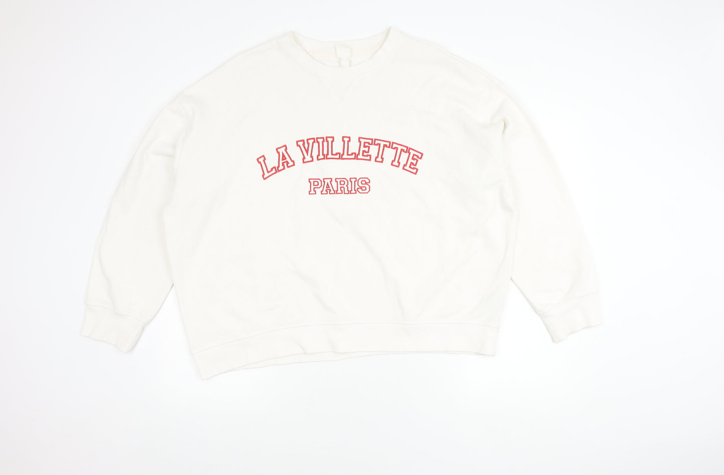 Women's White Pullover Sweatshirt, Large, City Theme