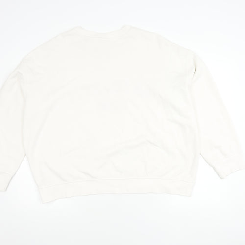Women's White Pullover Sweatshirt, Large, City Theme