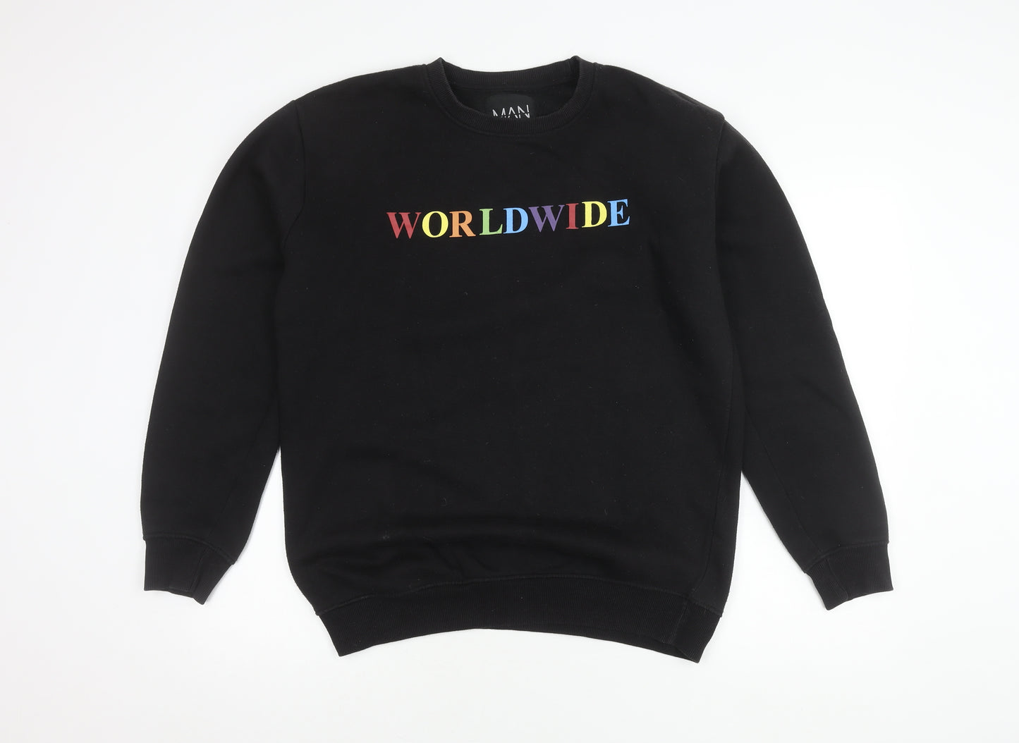 boohooMAN Men's Black Pullover Sweatshirt M Crew Neck