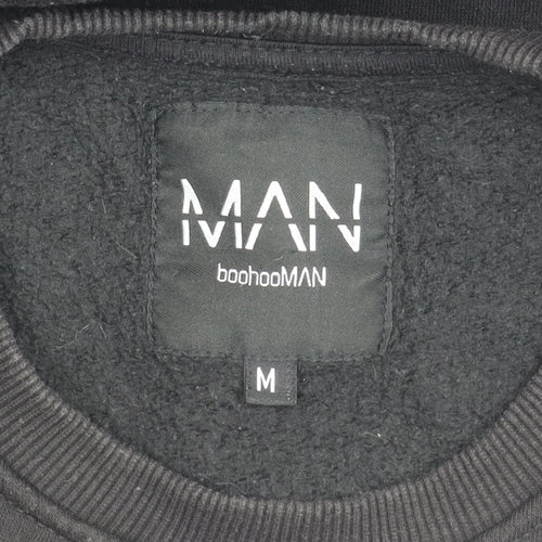boohooMAN Men's Black Pullover Sweatshirt M Crew Neck
