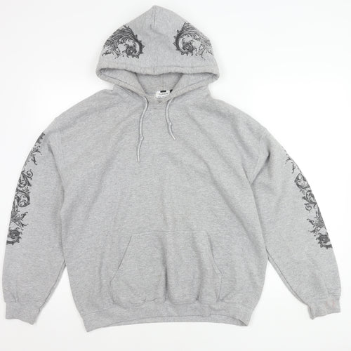 Topman Men’s Grey Pullover Hoodie - Large, Embroidered