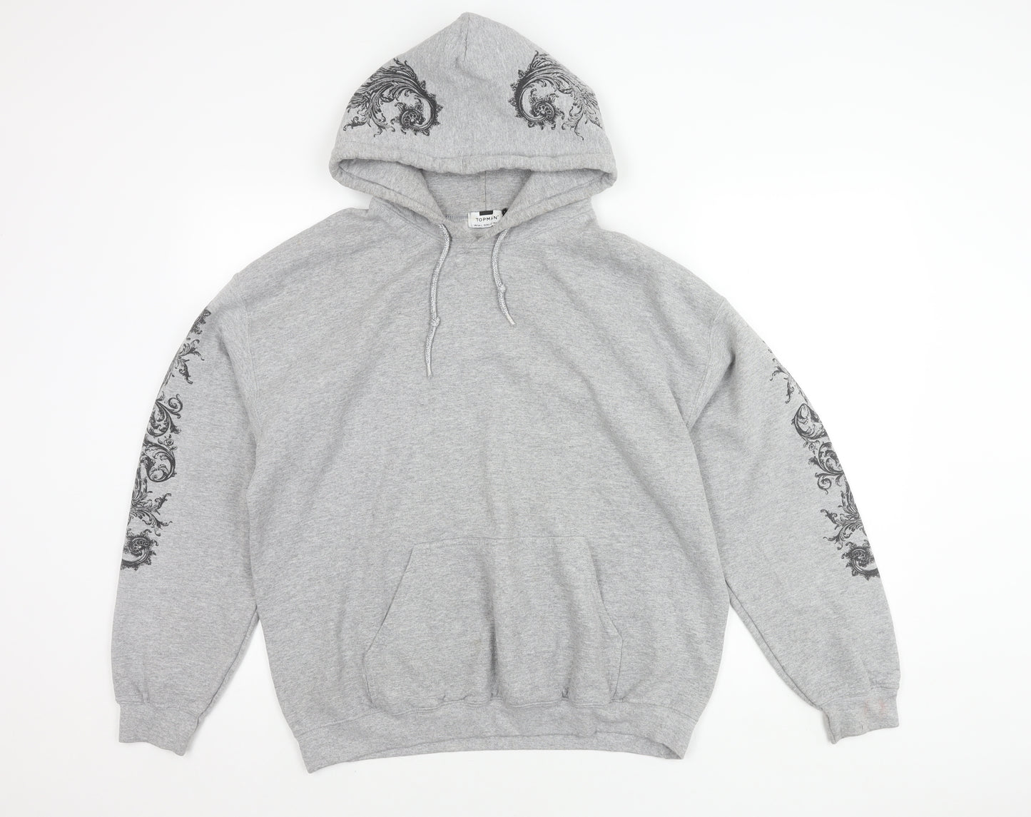 Topman Men’s Grey Pullover Hoodie - Large, Embroidered