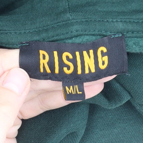 RISING Men's Green Pullover Hoodie, M, Fleece, Warm