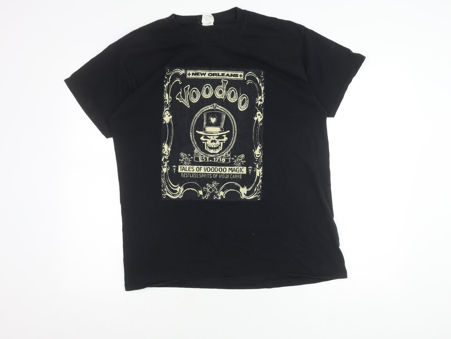 GILDAN Men's Black Voodoo Gothic T-Shirt, Size L