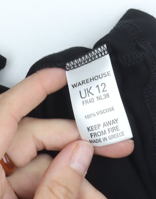 Warehouse Women's Black Long Skirt, Size 12, Elegant Style