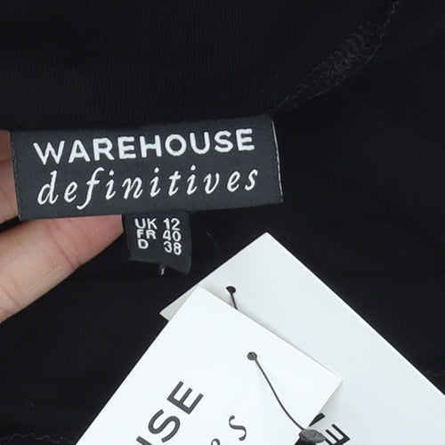 Warehouse Women's Black Long Skirt, Size 12, Elegant Style