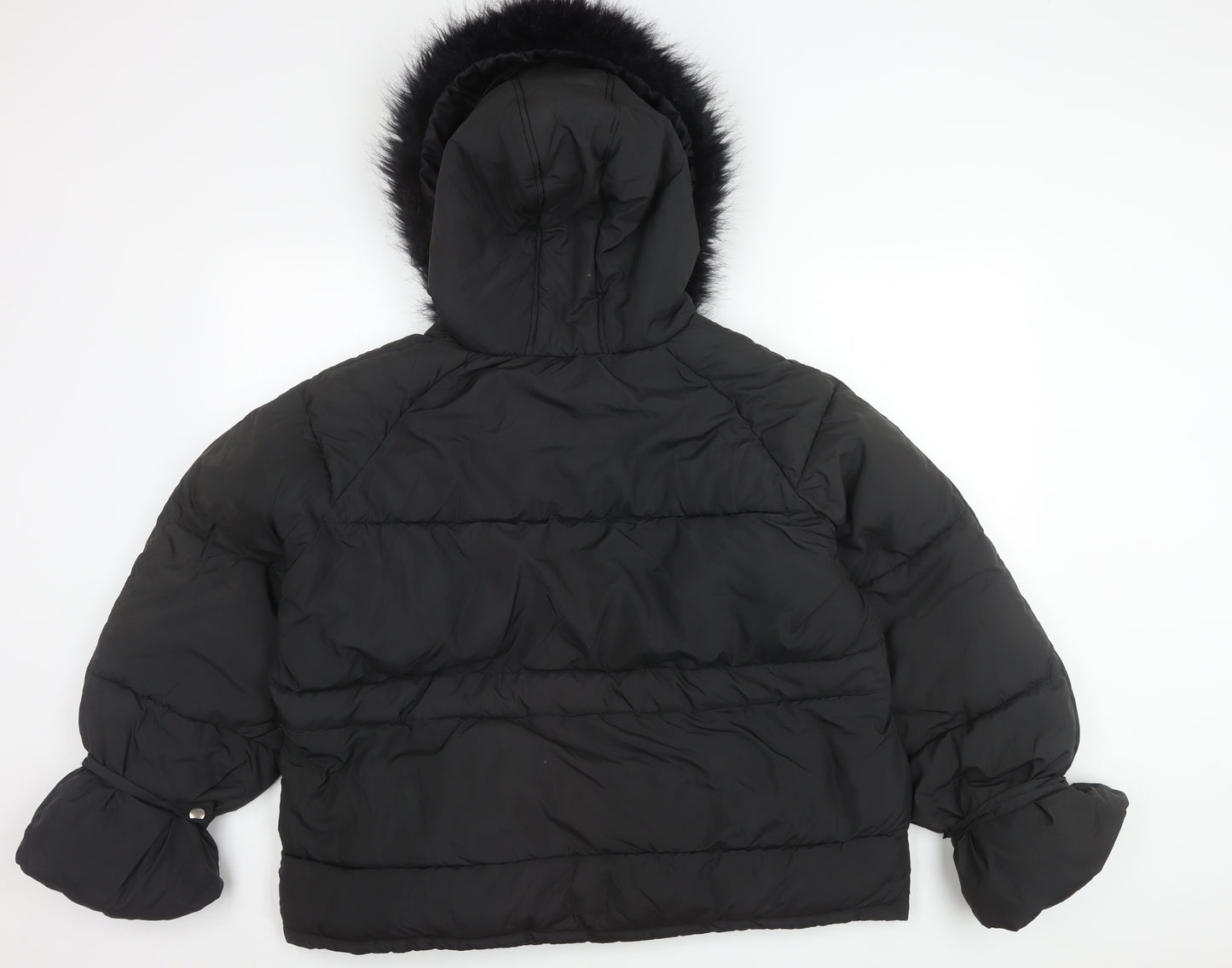 Boohoo Women's Black Puffer Jacket Size 14 - Winter Essential