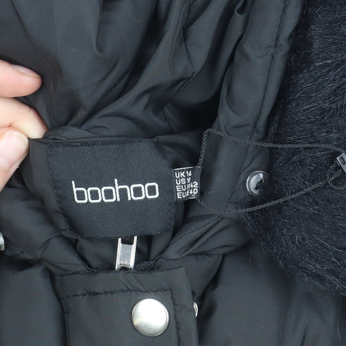 Boohoo Women's Black Puffer Jacket Size 14 - Winter Essential