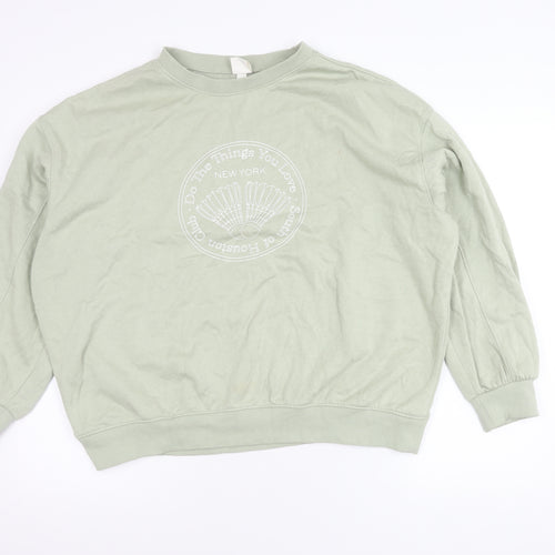 H&M Women's Green Pullover Sweatshirt Size L