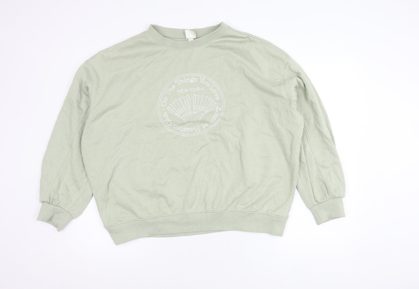 H&M Women's Green Pullover Sweatshirt Size L