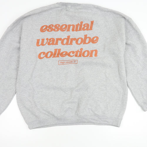 Boohoo Men's Grey Logo Pullover Sweatshirt Size L