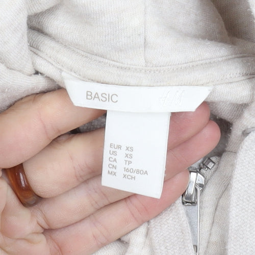 H&M Women Beige XS Basic Jacket with Hood