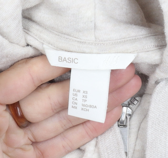 H&M Women Beige XS Basic Jacket with Hood